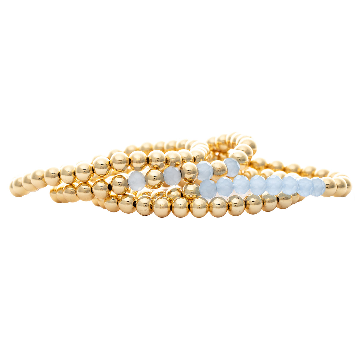 Polished Bead & Blue Stretch Bracelet Set Rivka Friedman Jewelry