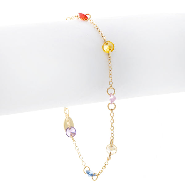 Multi Color Crystal Chain Bracelet