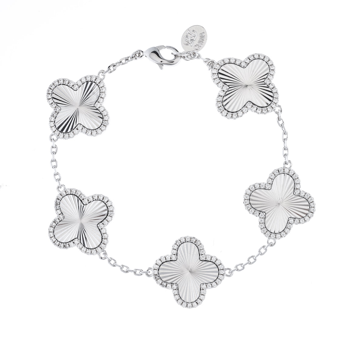 Rhodium 5 Station CZ Flower Bracelet – Rivka Friedman Jewelry