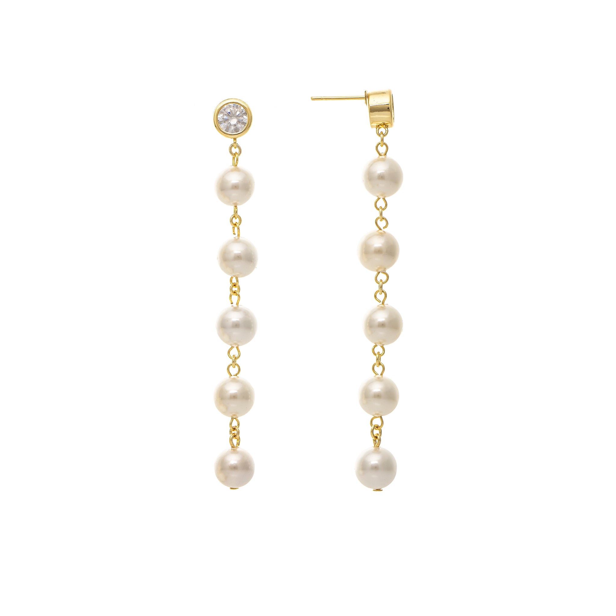 Pearl Strand with CZ Top Dangle Earrings