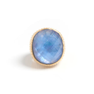Swiss Blue Doublet Oval Cocktail Ring - Closeout
