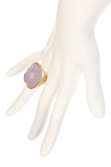 Lavender Chalcedony Cocktail Ring + Side Accent - Closeout