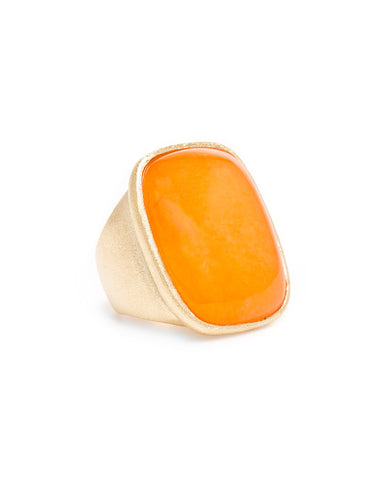 Orange Quartzite Cocktail Ring + Side Accent - Closeout