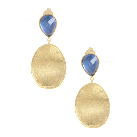 Poppy Blue Doublet + Satin Oval Drop Earrings - Closeout