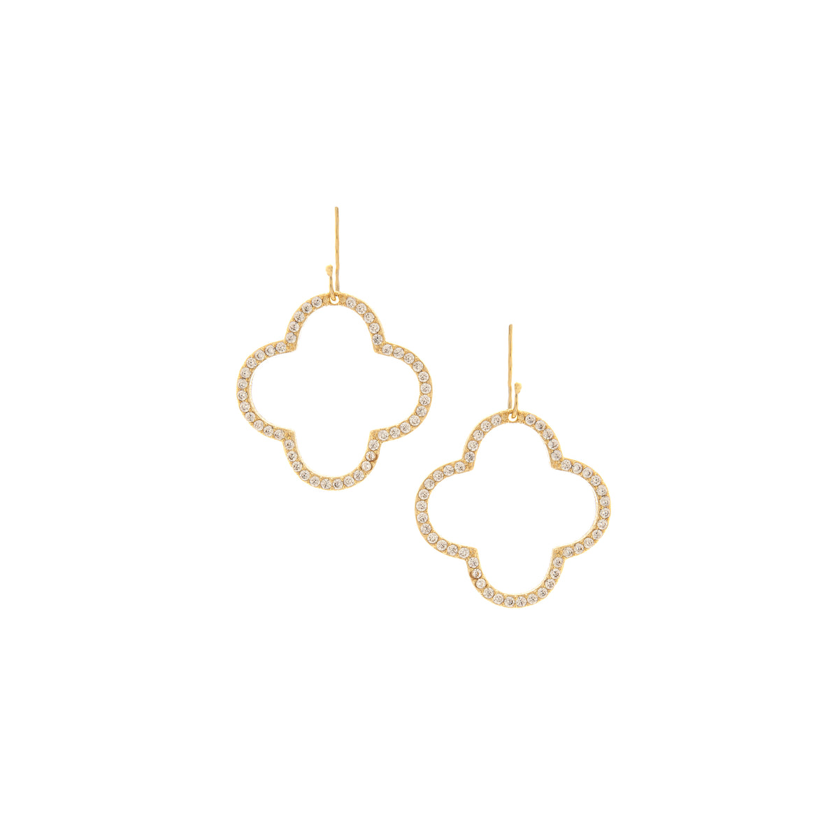 Cubic Zirconia Encrusted Clover Dangle Earrings – Rivka Friedman