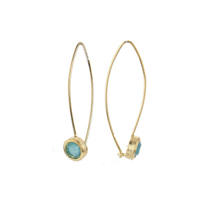 Mint Chalcedony Crystal Bezel Drop Earrings - Closeout