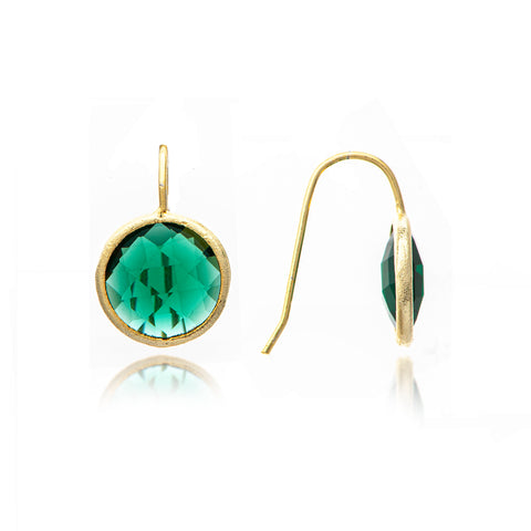 Emerald Crystal Round Drop Earrings - Closeout