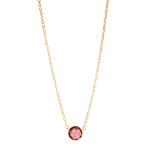 Round Faceted Rubellite Crystal Pendant - Closeout