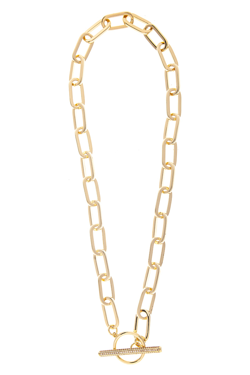 Paper Clip Chain + Cubic Zirconia Toggle Necklace – Rivka Friedman