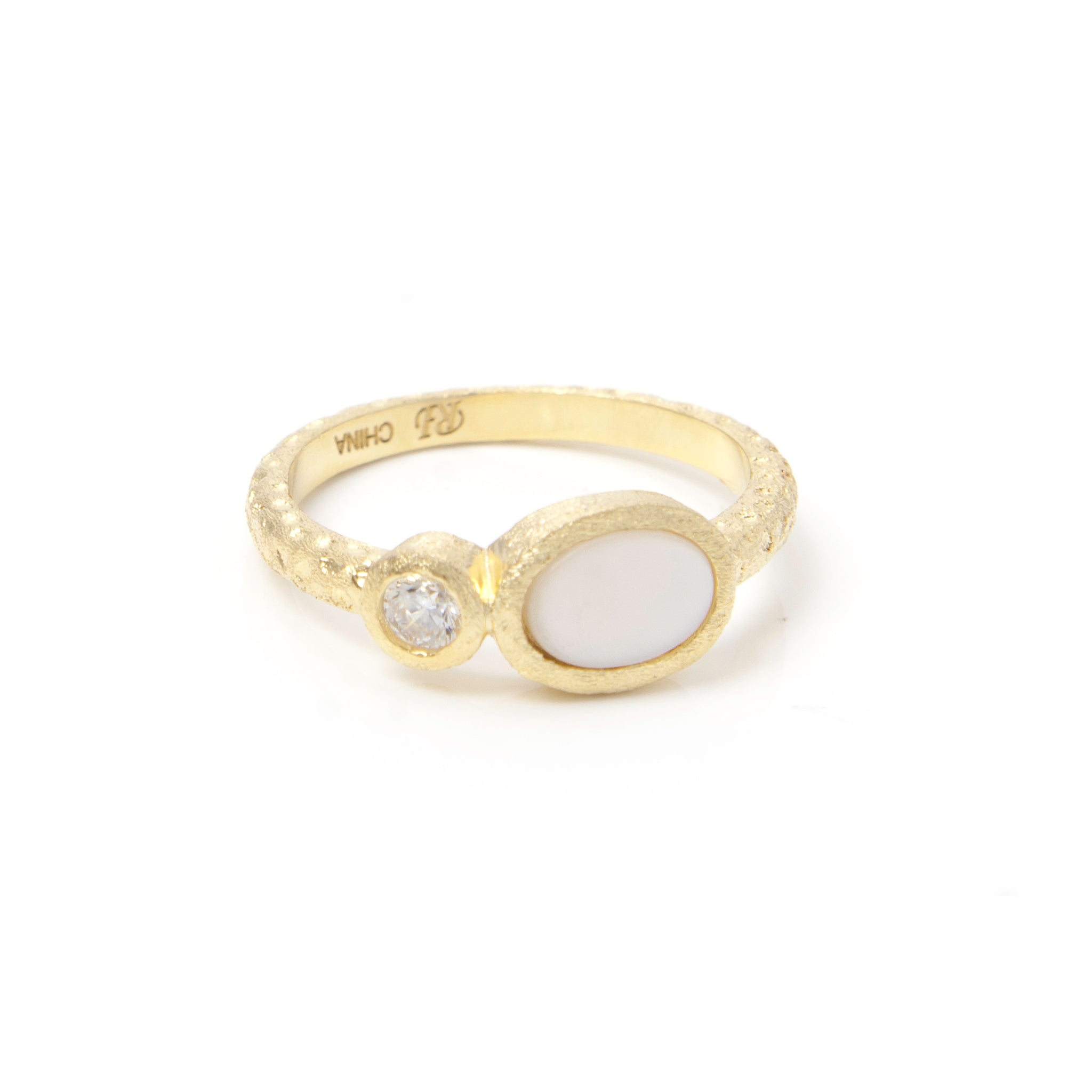 Mother of Pearl + Simulated Diamond Ring - Closeout