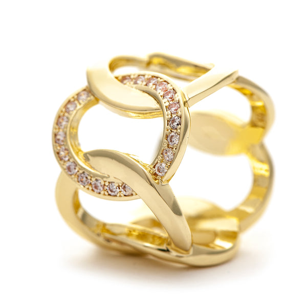 Interlaced Circle with Cubic Zirconia Accent Band Ring