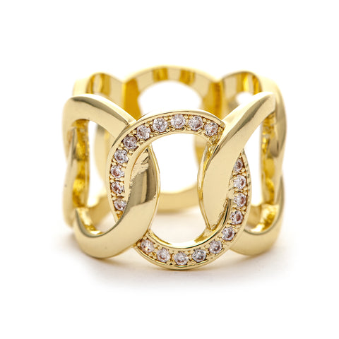 Interlaced Circle with Cubic Zirconia Accent Band Ring