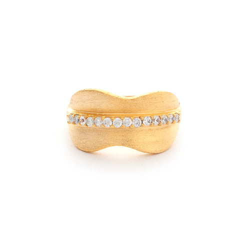 Cubic Zirconia Satin Wave Band Ring
