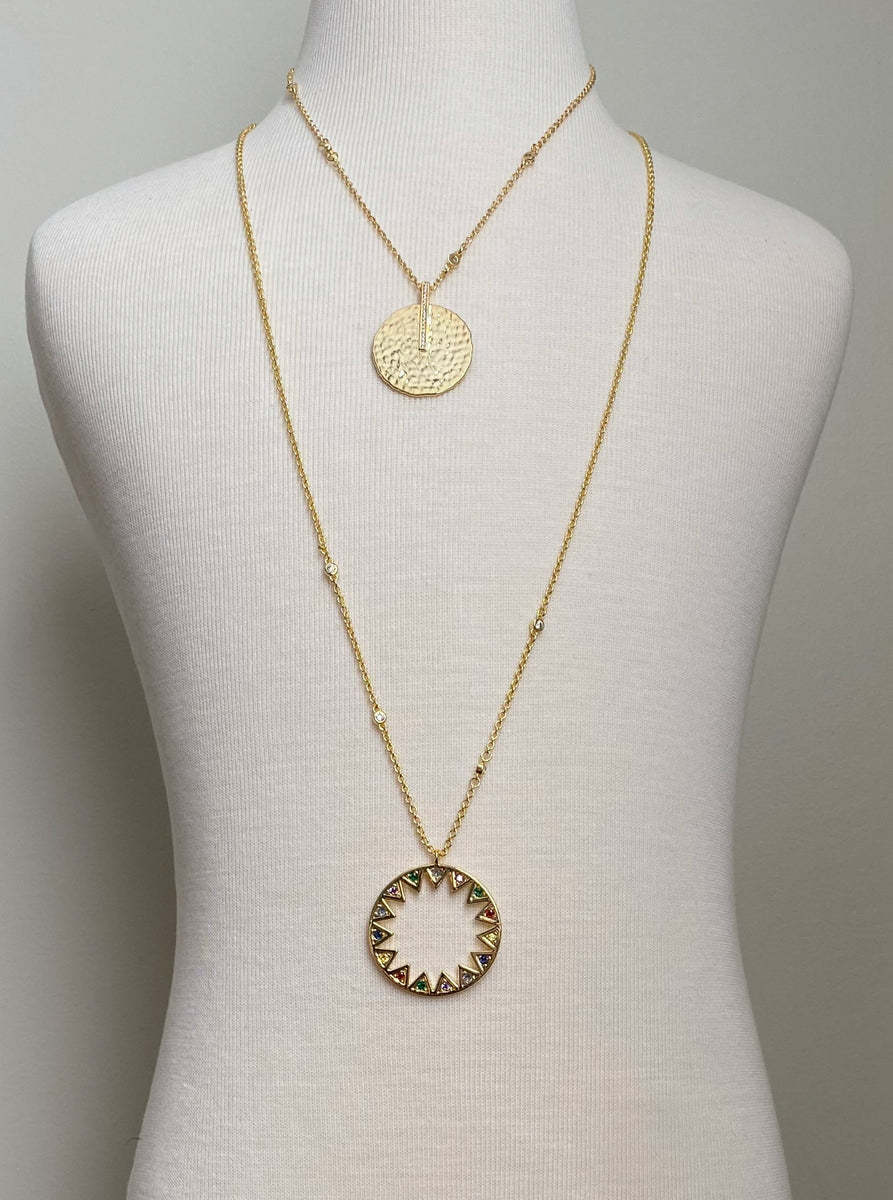 Multi Crystal Starburst Disc Pendant Necklace – Rivka Friedman Jewelry