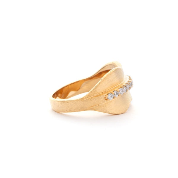 Cubic Zirconia Satin Wave Band Ring