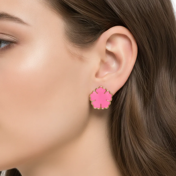Pink Flower Studs