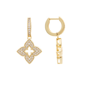 CZ Encrusted Quatrefoil Drop Earring