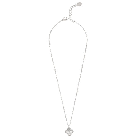 Rhodium Pavé Clover Necklace