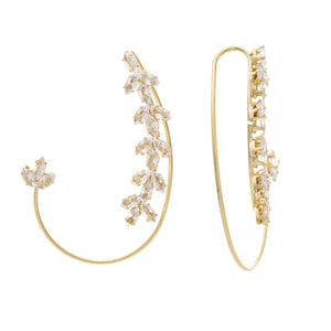 Floral Slip On Crawler CZ Earring