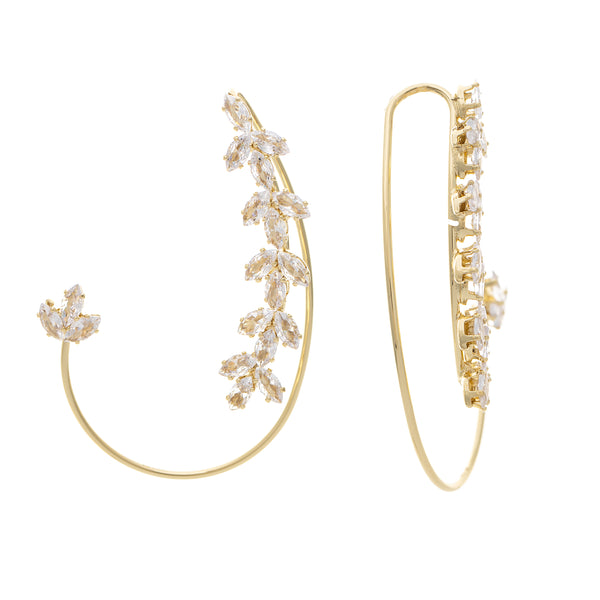 Floral Slip On Crawler CZ Earring