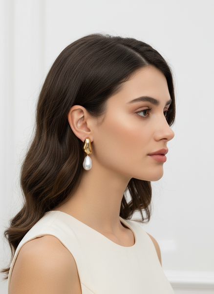 Organic Pearl and Polished Drop Earring