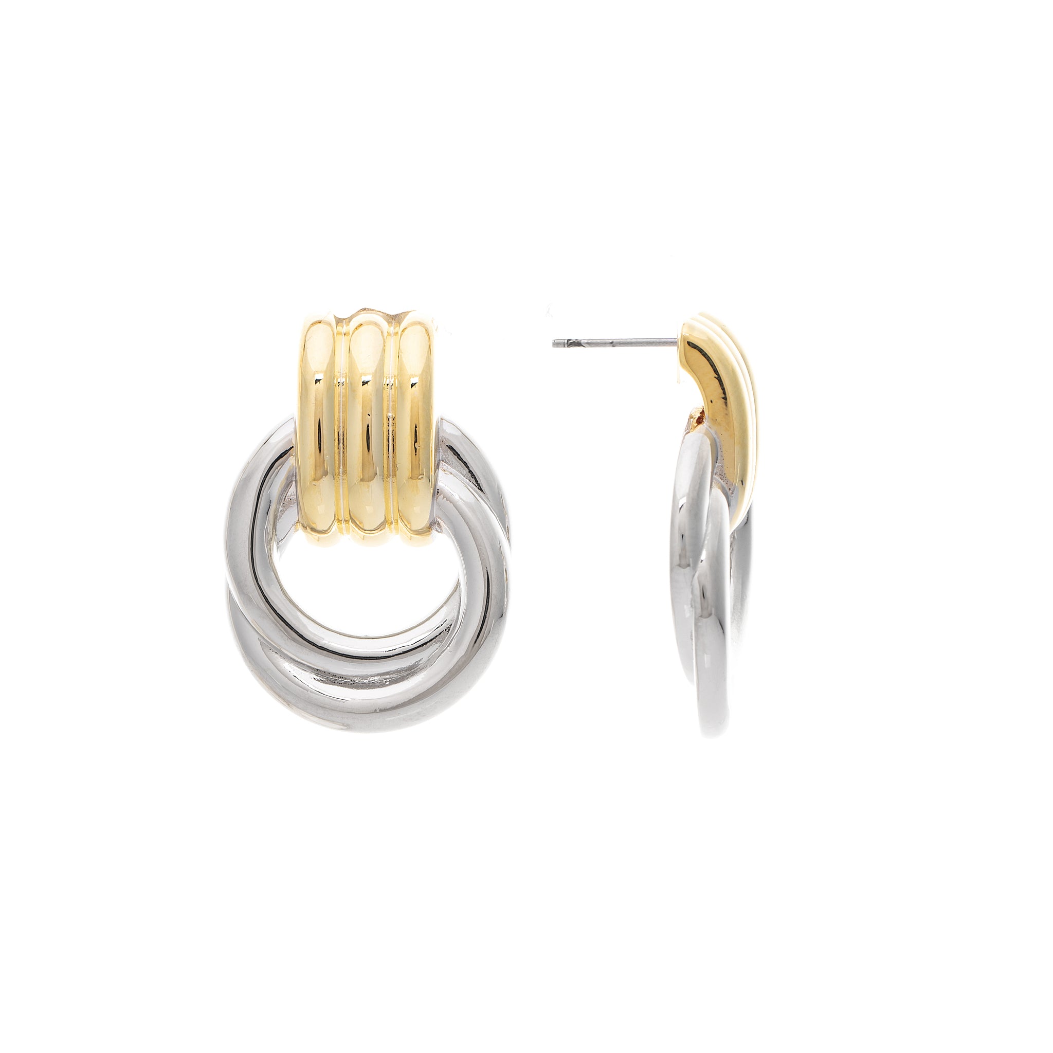 Mixed Metal Front Facing Hoop Earring