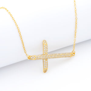 Pavé Horizontal Cross Pendant