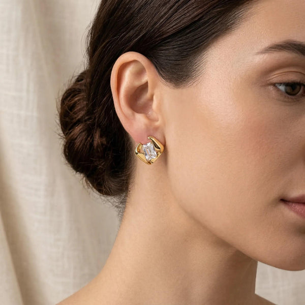 Cubic Zirconia Sculptural Stud Earrings