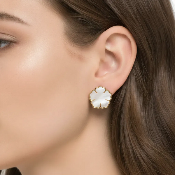 Mother of Pearl Flower Studs
