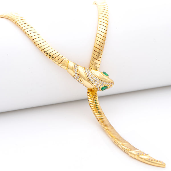 Snake Necklace with Emerald Details