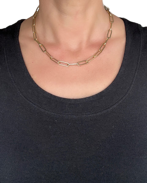 Polished Paperclip Strand Chain Necklace
