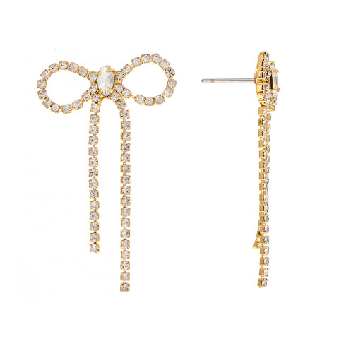 Dangling Cubic Zirconia Bow Earrings