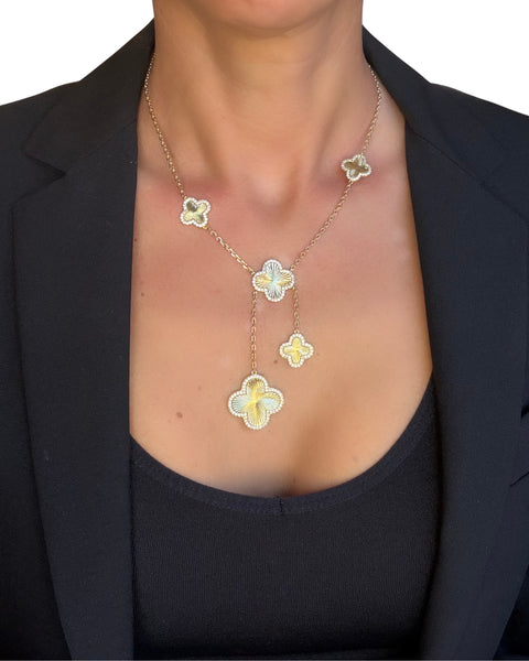 CZ Flower Station Y Necklace