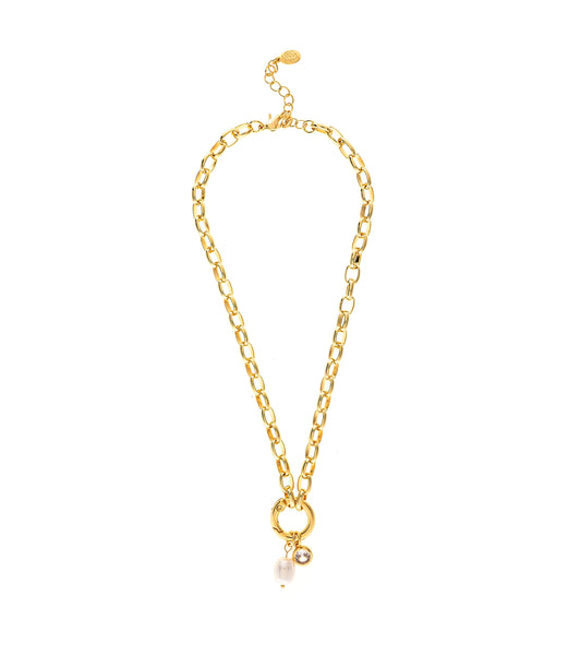 Polished Oval Link Charm Necklace