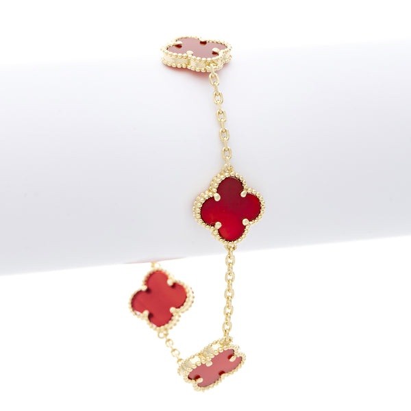 Carnelian Clover Station Bracelet