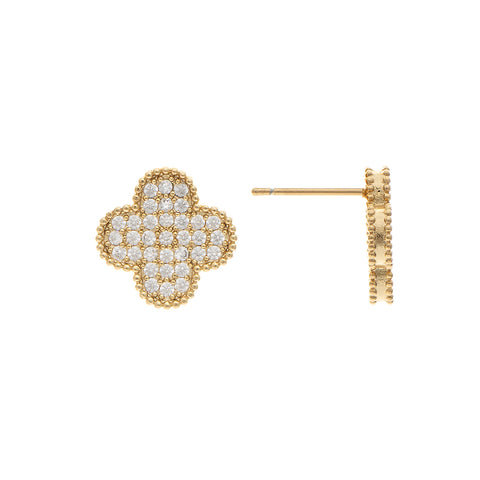 Pavé Clover Stud Earrings