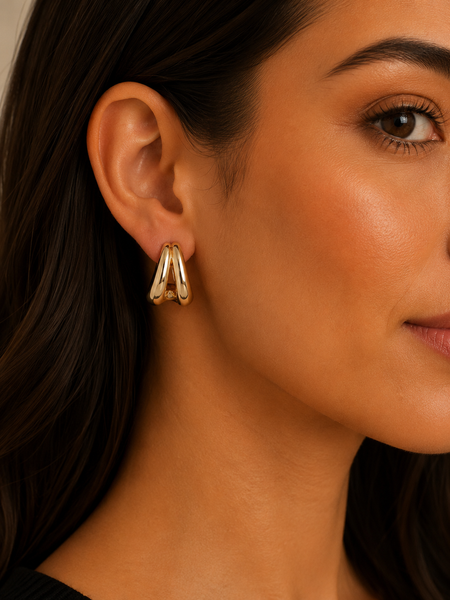 Polished Puff Hoop Earrings