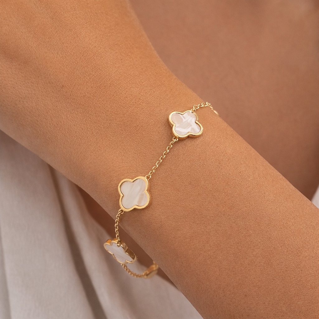 Mother of Pearl Flower Station Bracelet – Rivka Friedman Jewelry