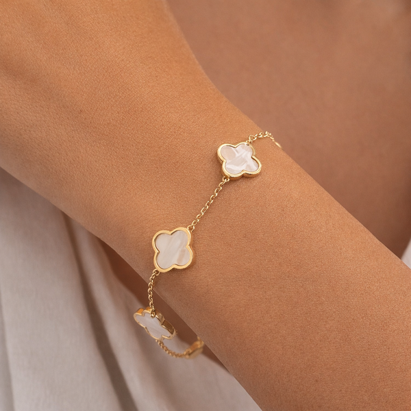 Mother of Pearl Flower Station Bracelet