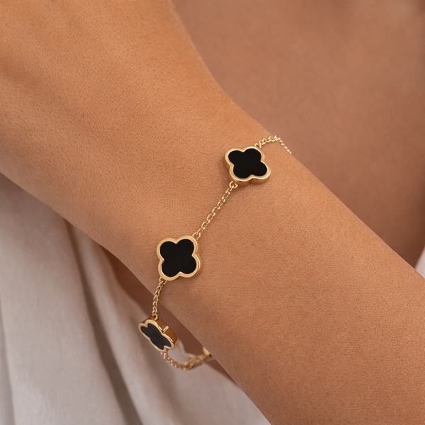 Onyx Flower Station Bracelet