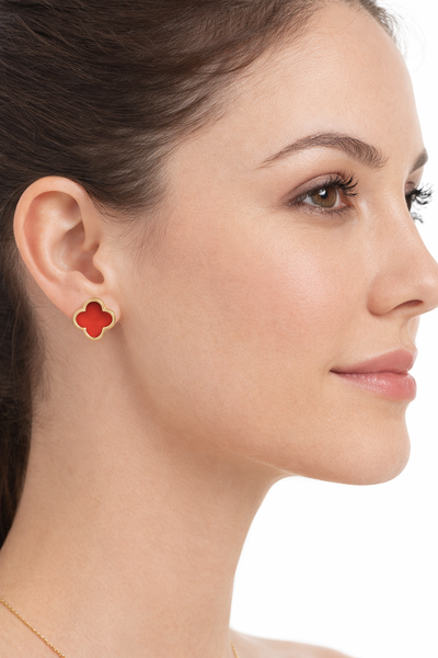 Carnelian Flower Stud Earring