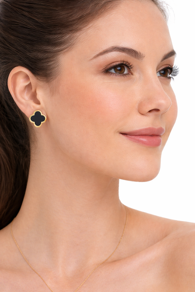 Onyx Flower Stud Earring