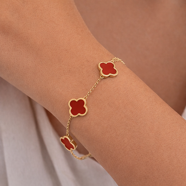 Carnelian Flower Station Bracelet