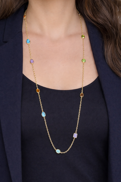 Long Multi Color CZ Strand Necklace