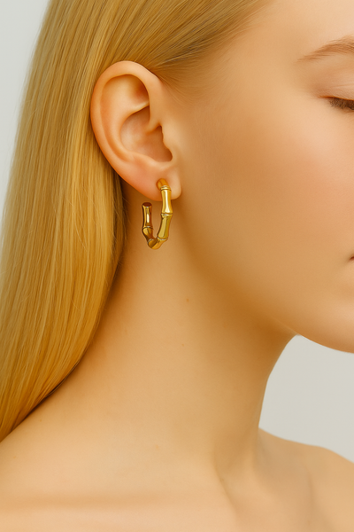 Bamboo Polished Hoop Earrings