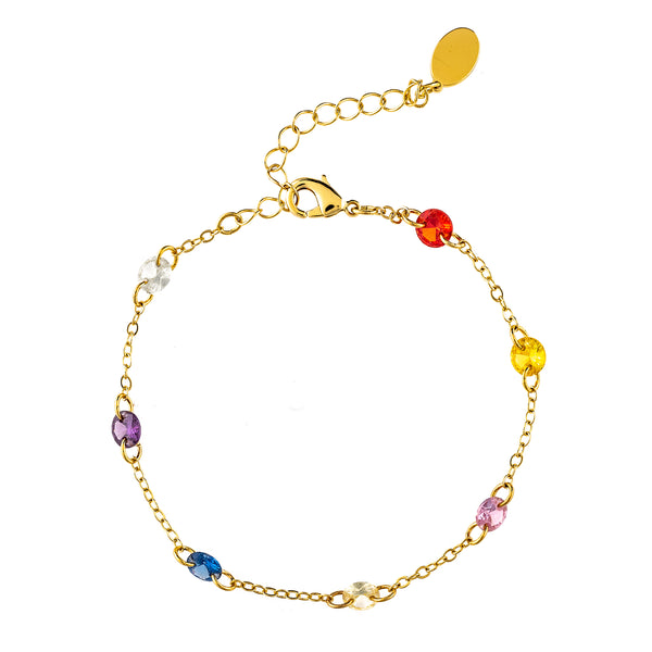 Multi Color Crystal Chain Bracelet