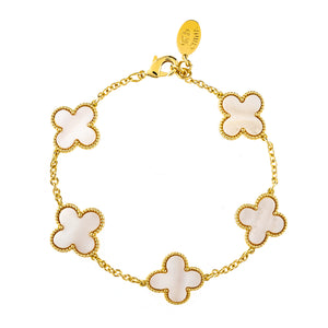 Mother of Pearl Clover Station Bracelet