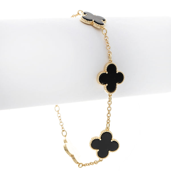 Onyx Clover Station Bracelet