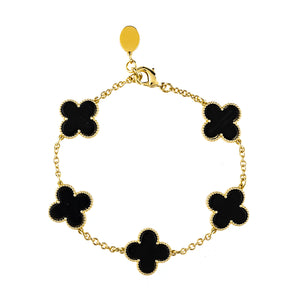 Onyx Clover Station Bracelet