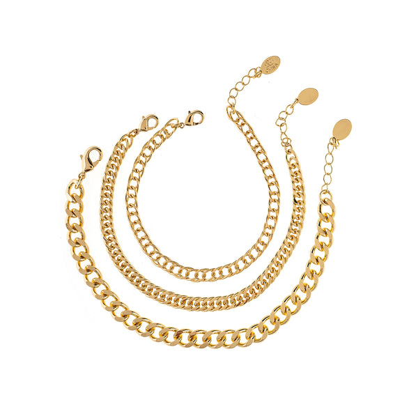 Polished Chain Link Bracelet Set